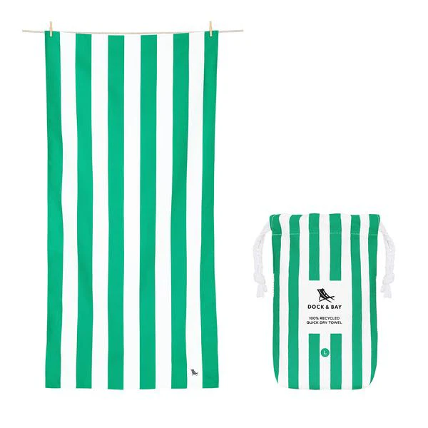 Dock & Bay Quick Dry Beach Towel Cabana Collection Size Large, Cancun Green Pattern - Image 2