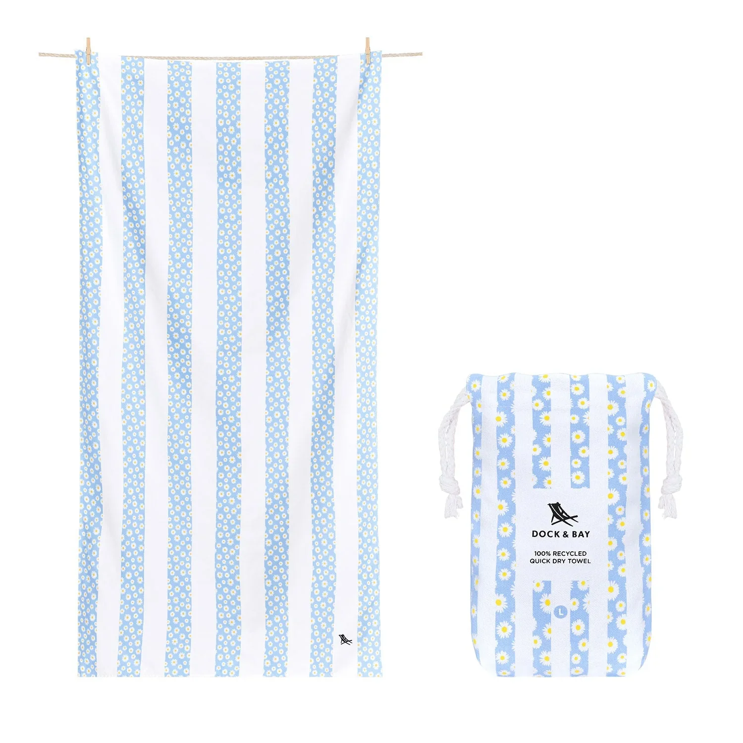 Dock & Bay Quick Dry Beach Towel Flower Power Collection Size Large, Daisy Daze Pattern - Image 2