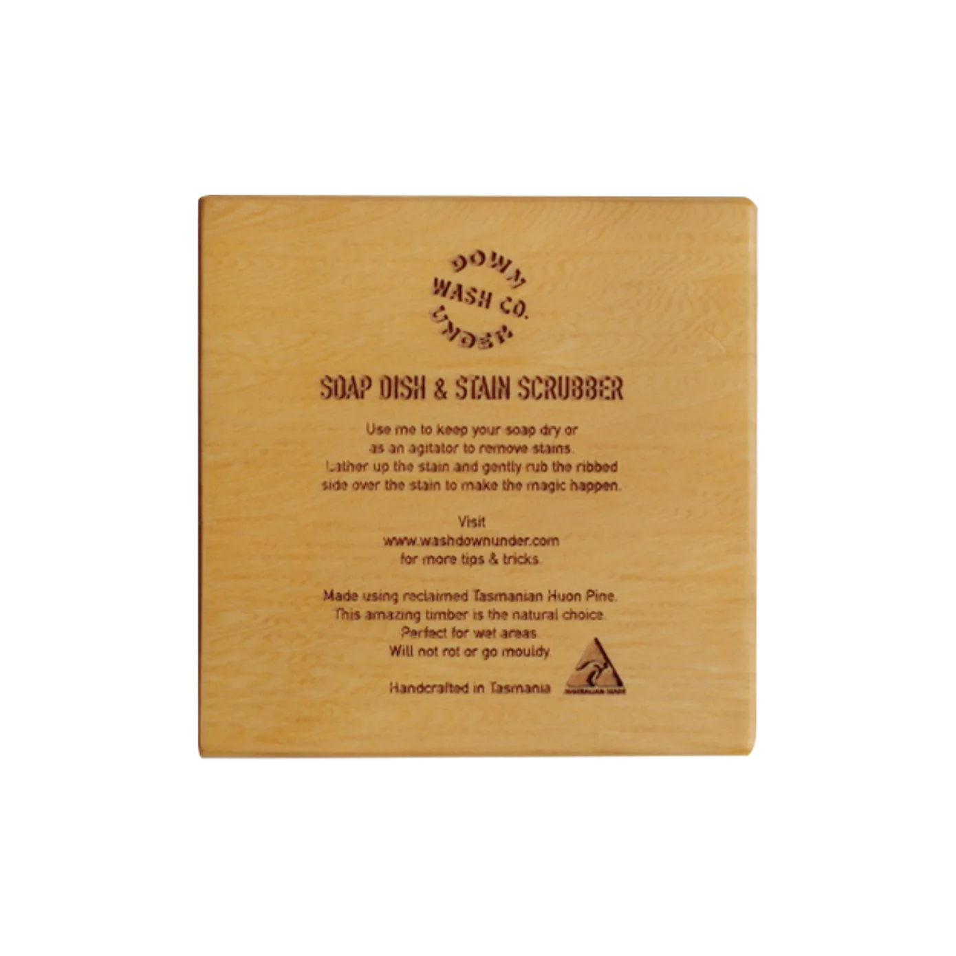 Downunder Wash Co Huon Pine Soap Dish & Stain Scrubber - Image 3