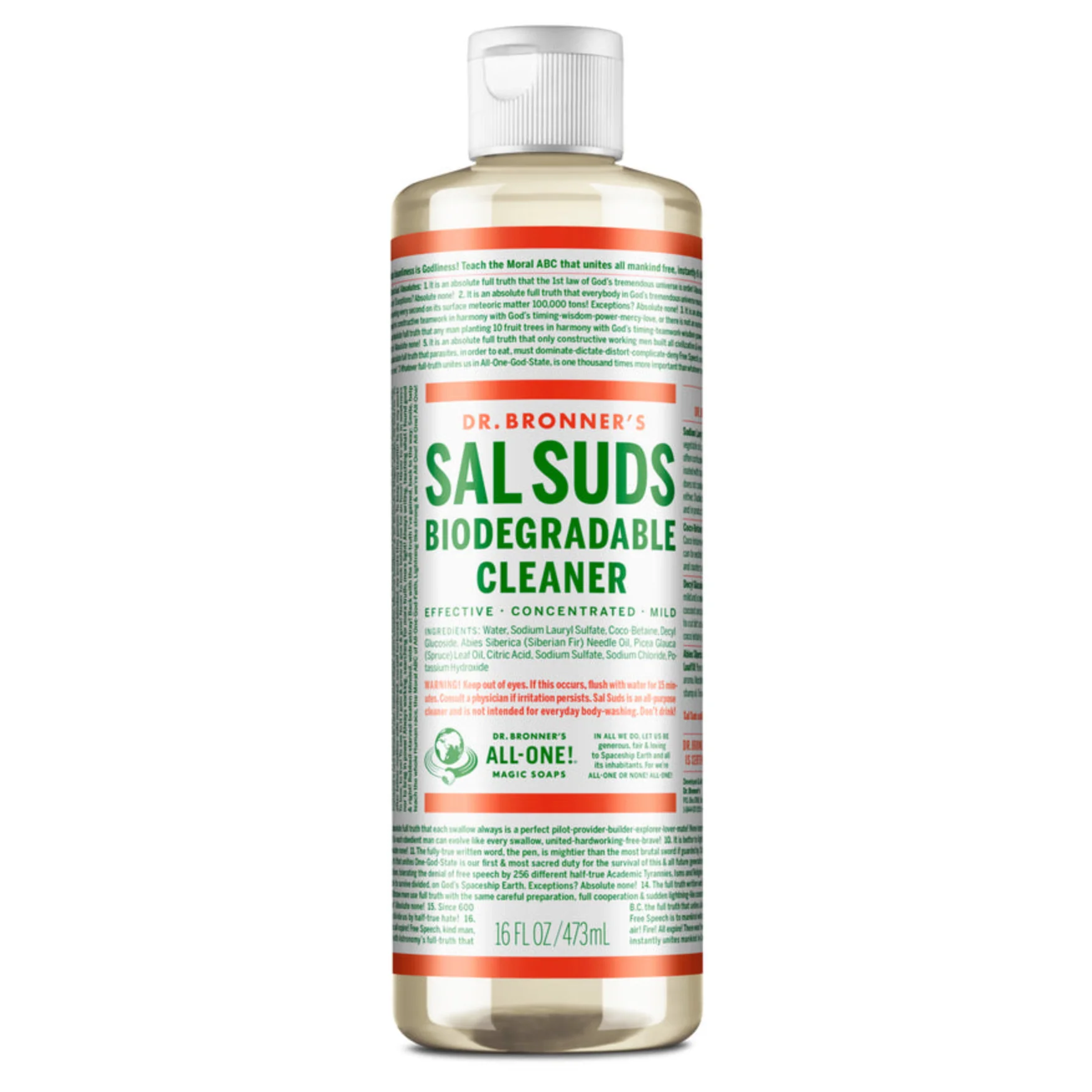 Dr Bronner's Sal Suds 473mL, 946mL Or 3.8L, Biodegradable Cleaner Concentrated All-Purpose