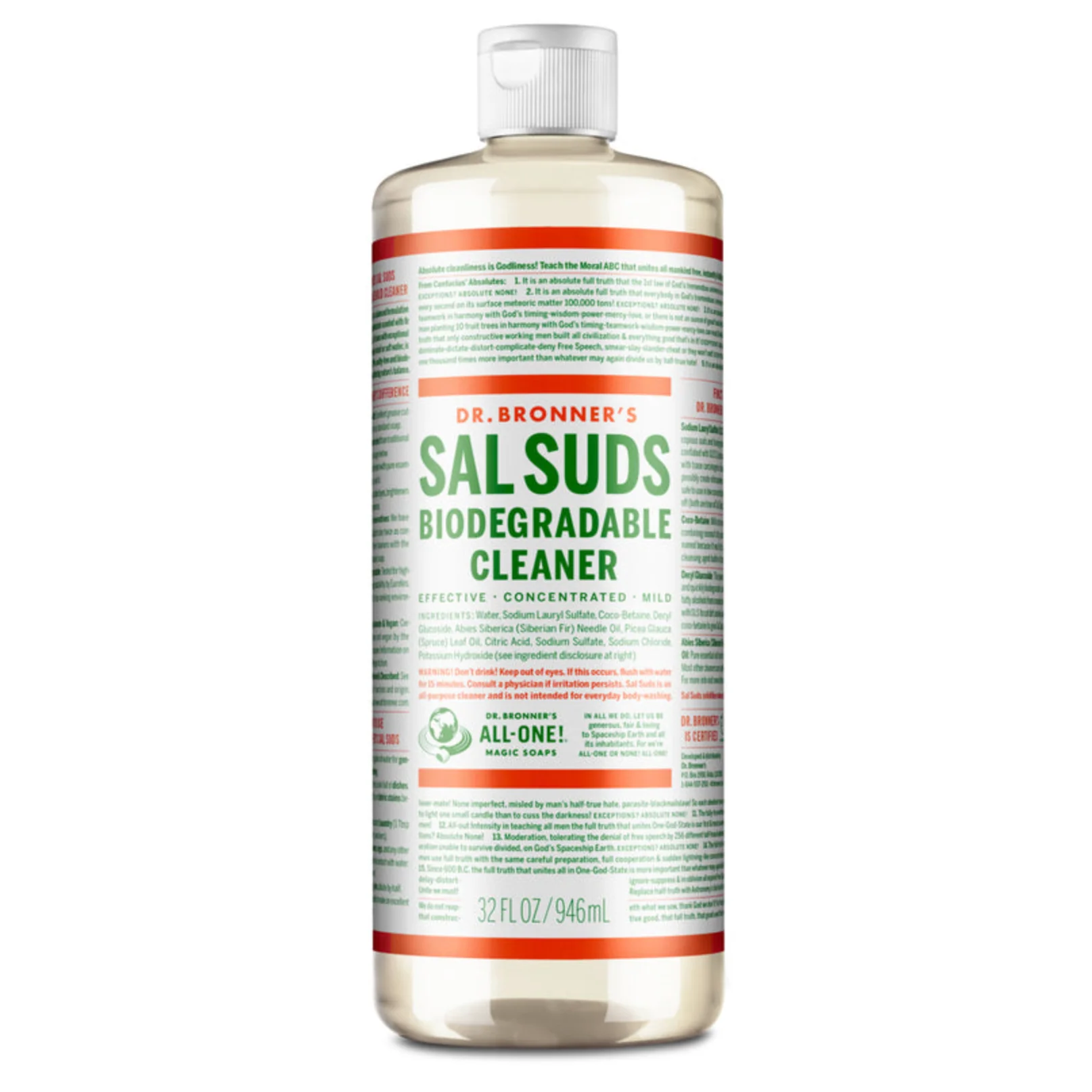 Dr Bronner's Sal Suds 473mL, 946mL Or 3.8L, Biodegradable Cleaner Concentrated All-Purpose - Image 2