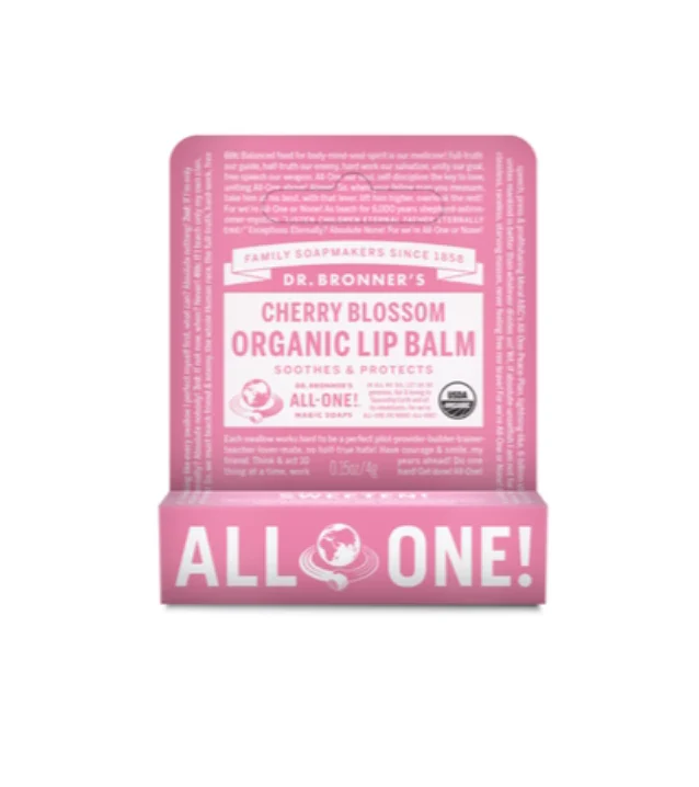 Dr Bronner's Organic Lip Balm 4g, Cherry Blossom Flavour Moisturise & Protect