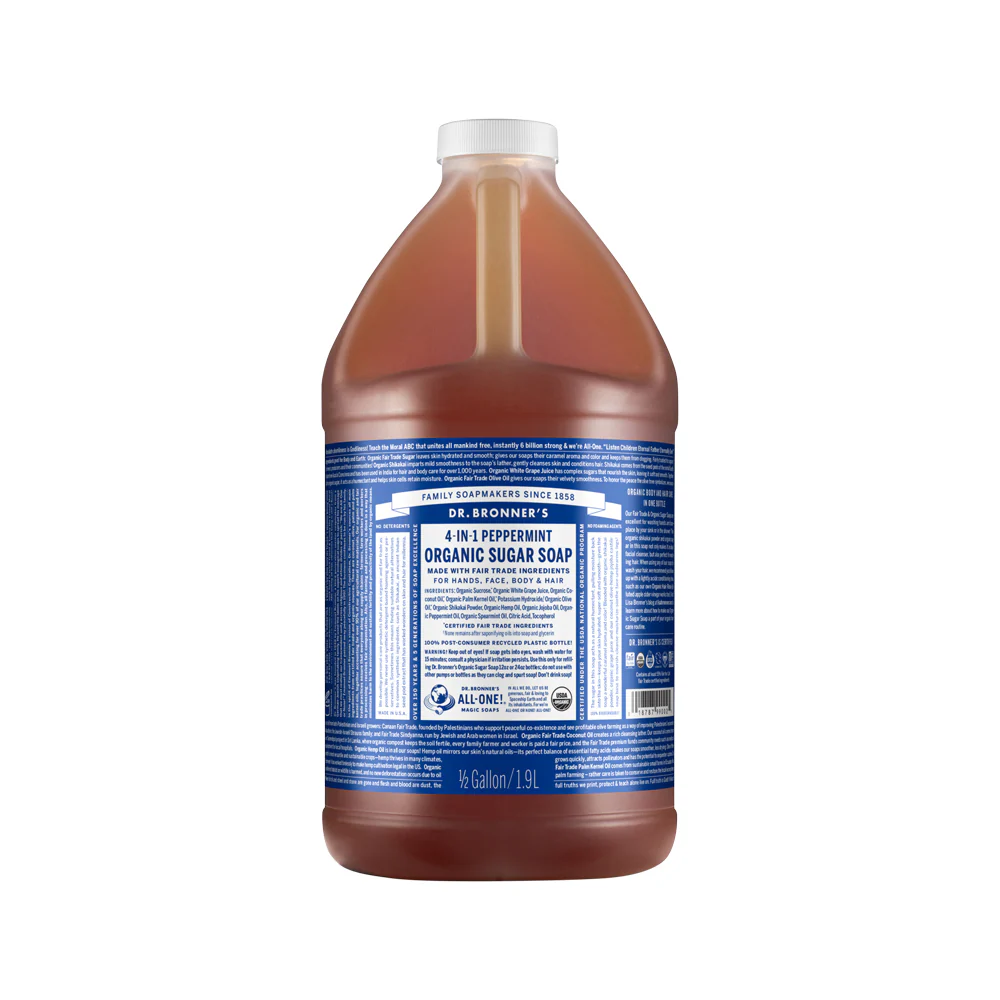 Dr Bronner's Organic 4 In 1 Sugar Soap 355mL Or 710mL, Peppermint Fragrance - Image 3