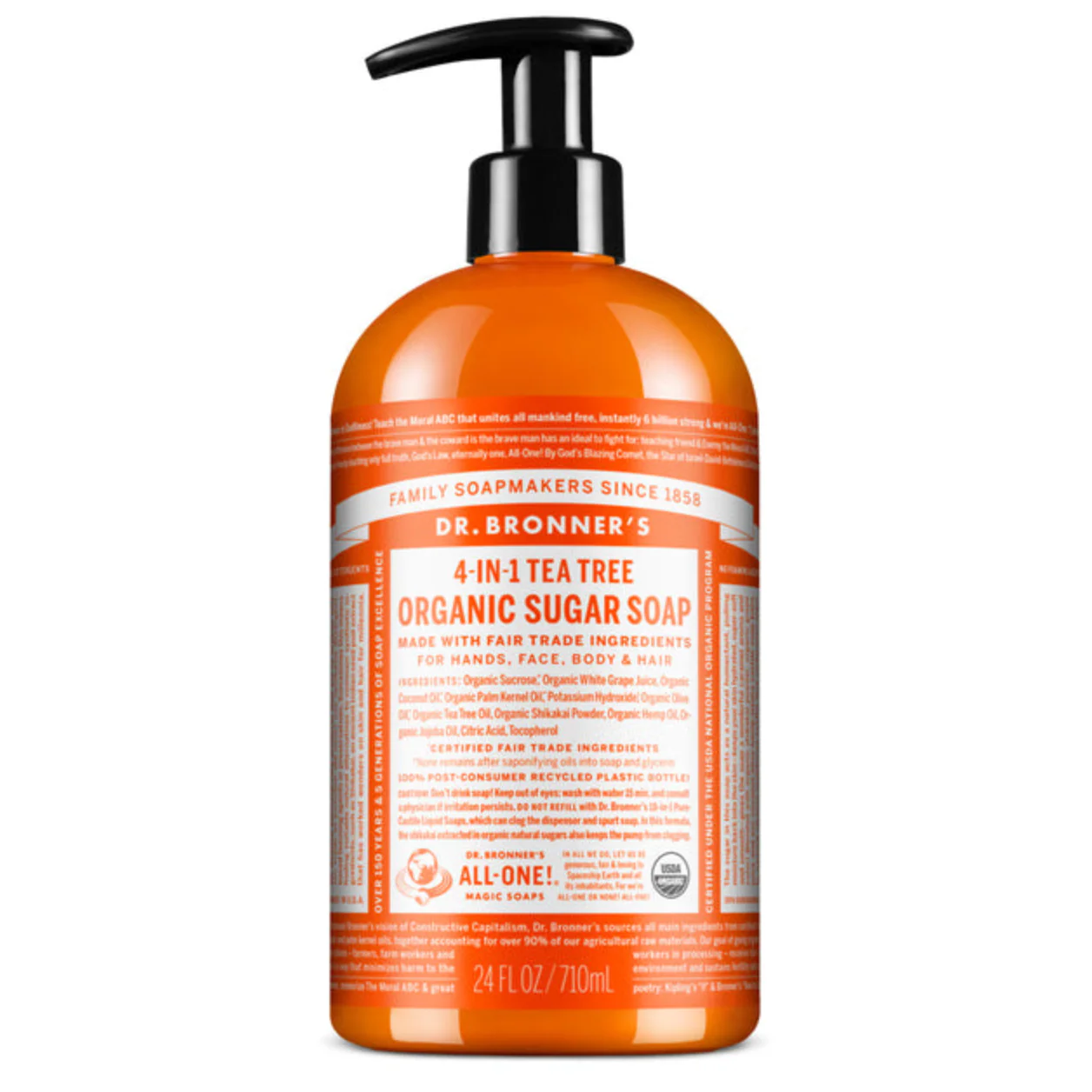 Dr Bronner's Organic Sugar Soap 355mL Or 710mL, Tea Tree - Image 2