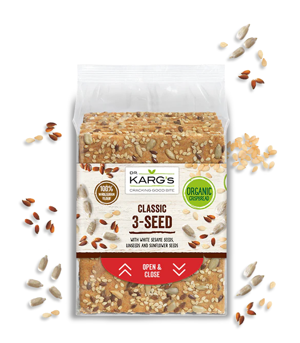 Dr Karg's Oven Baked Crackers 200g, Classic Three Seed White Sesame Seed, Sunflower & Linseeds