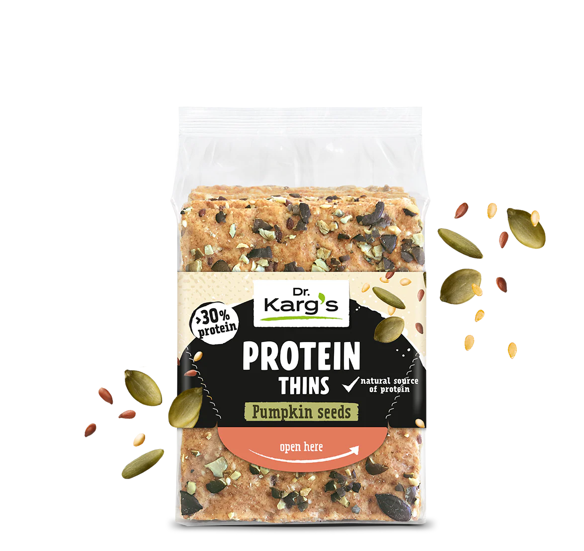 Dr Karg's Oven Baked Crackers 150g, Protein Thins With Pumpkin Seeds