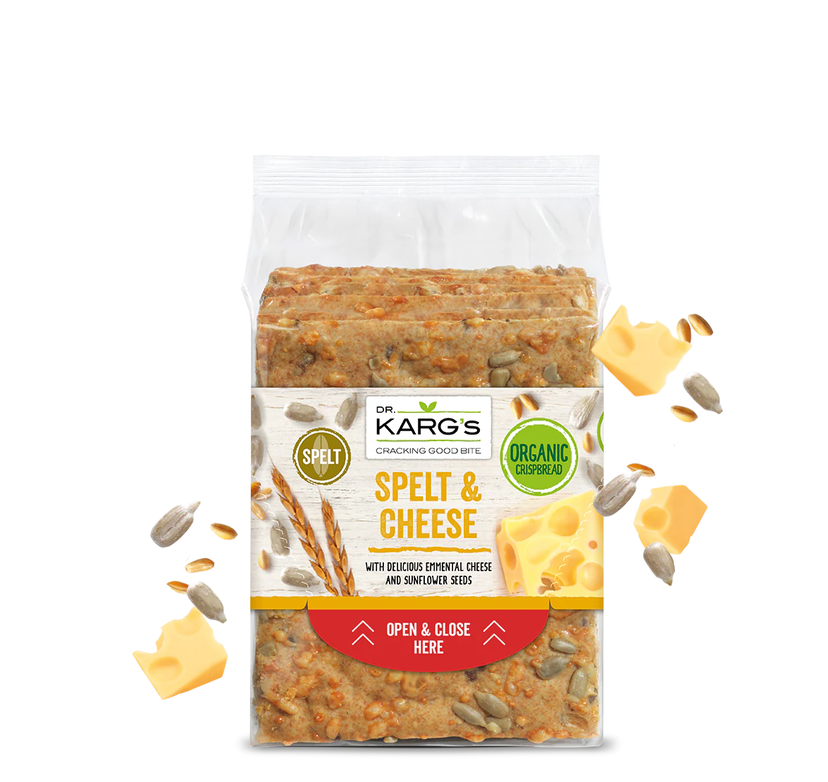 Dr Karg's Oven Baked Crackers 200g, Spelt With Emmental Cheese & Sunflower Seeds