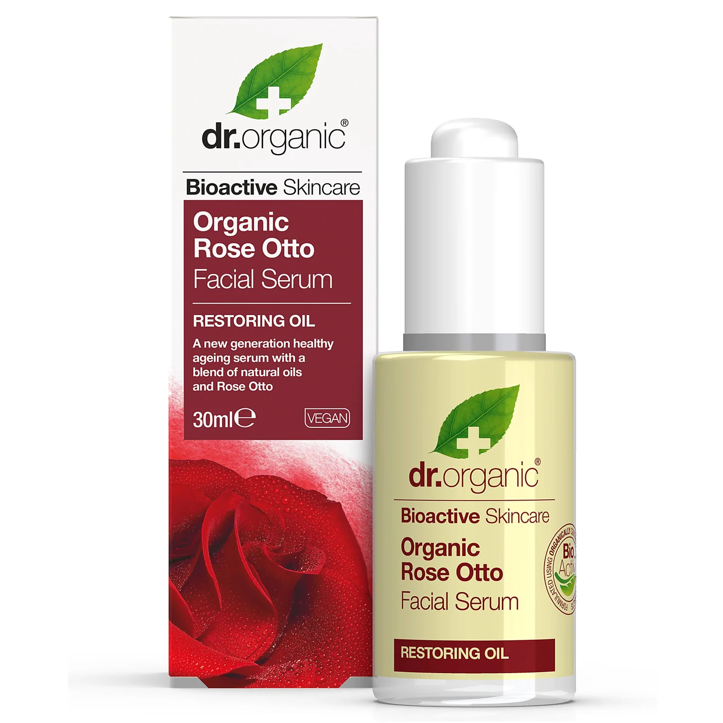 Dr Organic Facial Serum 30ml, Rose Otto
