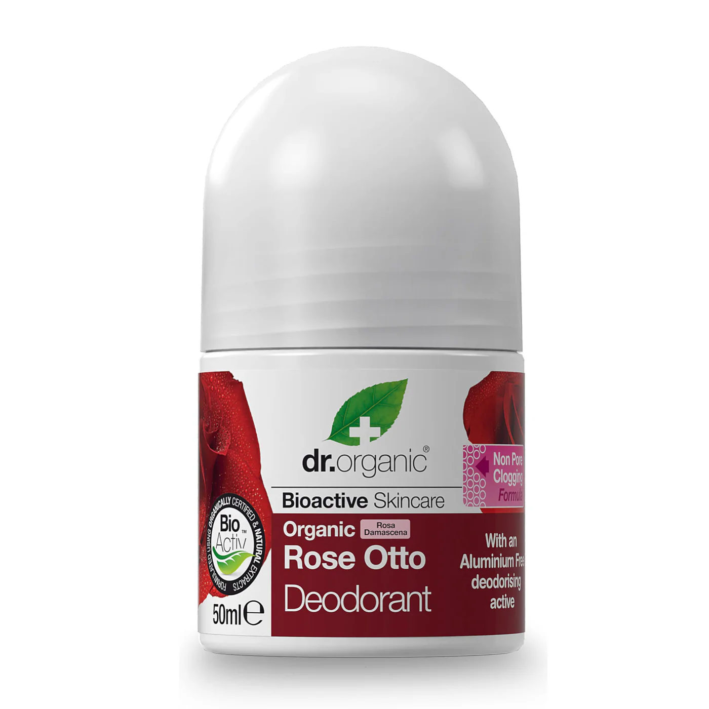 Dr Organic Roll-on Deodorant 50mL, Rose Otto To Rejuvenate & Refresh