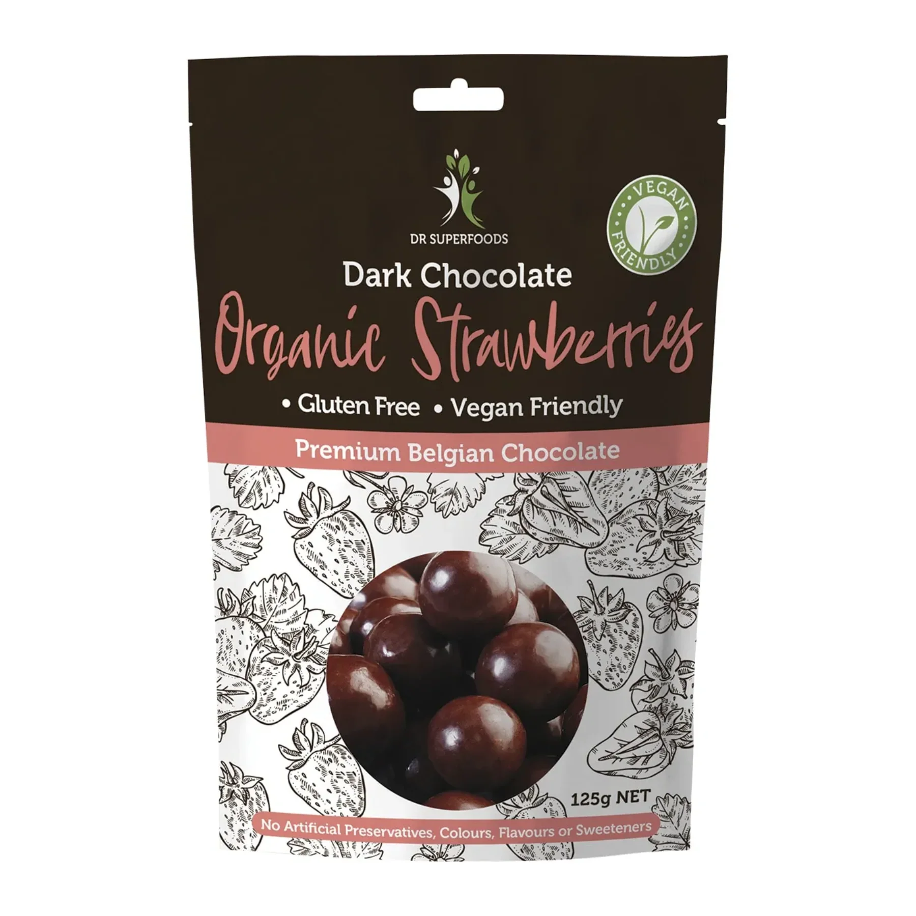 Dr Superfoods Dark Chocolate Coated Strawberries 125g, Premium Belgian Dark Chocolate - Image 2