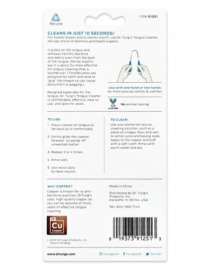 Dr Tung's Tongue Cleaner Copper, Works Wonders For Bad Breath {Colour May Vary} - Image 3