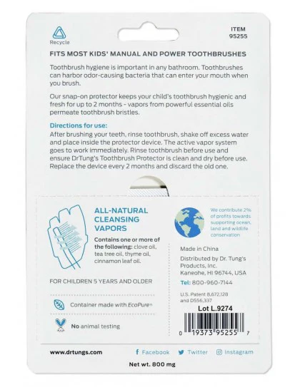 Dr Tung's Toothbrush Snap-On Toothbrush Protection Kids 2 Pack - Image 3