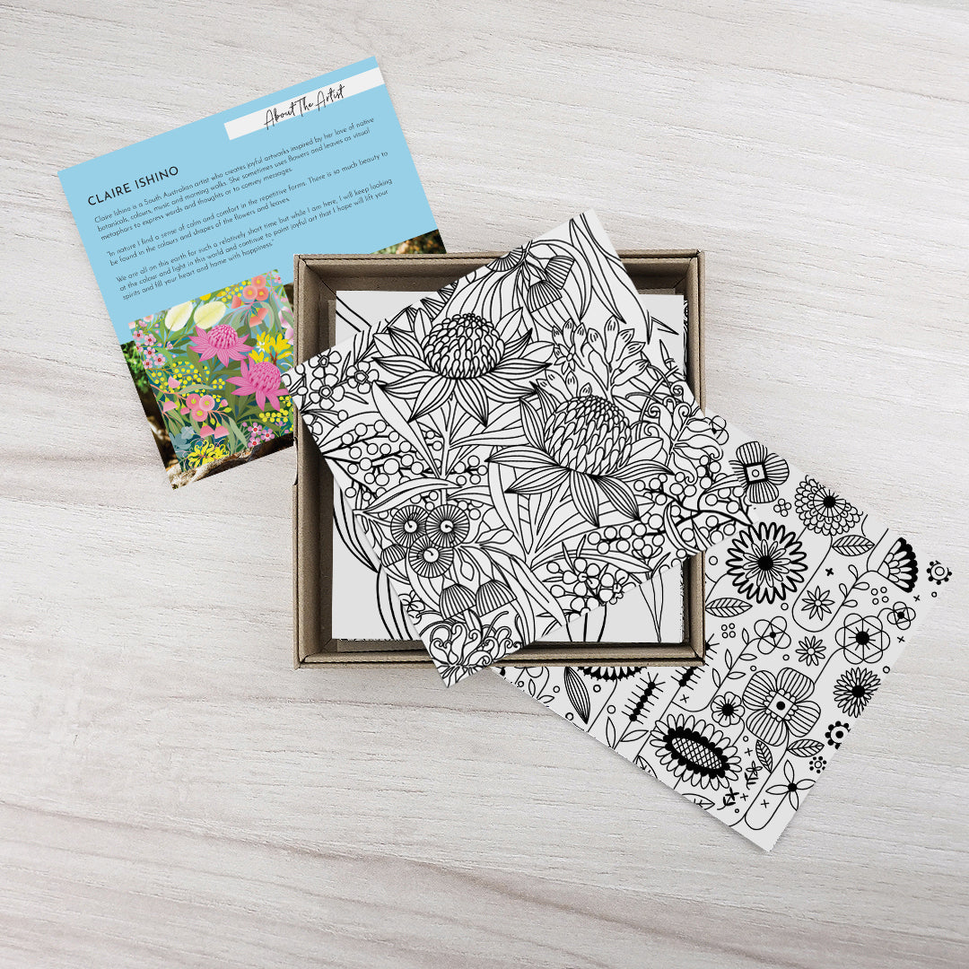 Earth Greetings 6 Greeting Colouring Cards, Dream In Flowers Design From The Claire Ishino Collection - Image 2