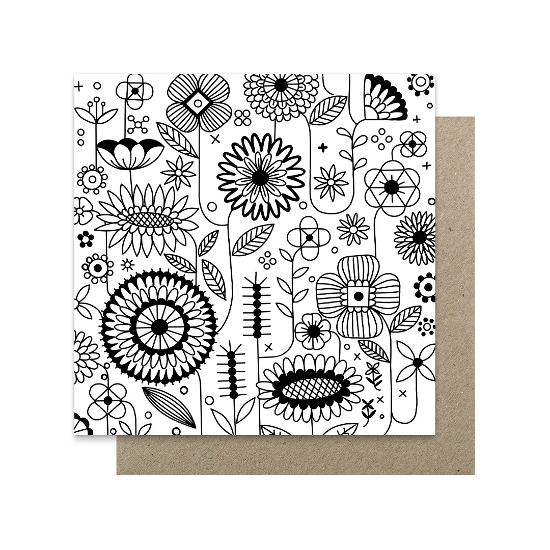Earth Greetings 6 Greeting Colouring Cards, Dream In Flowers Design From The Claire Ishino Collection - Image 5