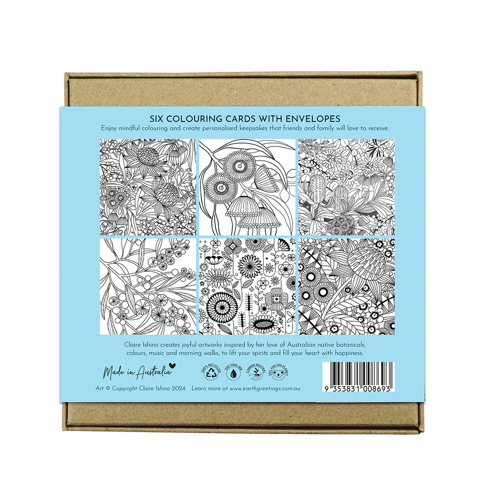 Earth Greetings 6 Greeting Colouring Cards, Dream In Flowers Design From The Claire Ishino Collection - Image 9