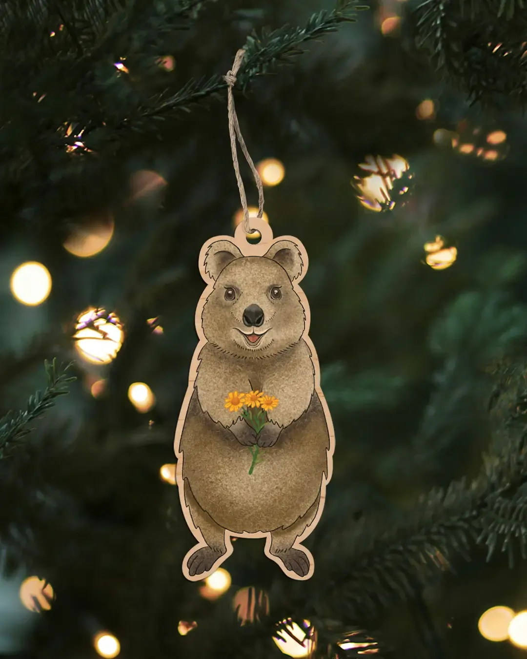 Earth Greetings Australia's Wildlife Wooden Decoration, Smiling Quokka - Image 2