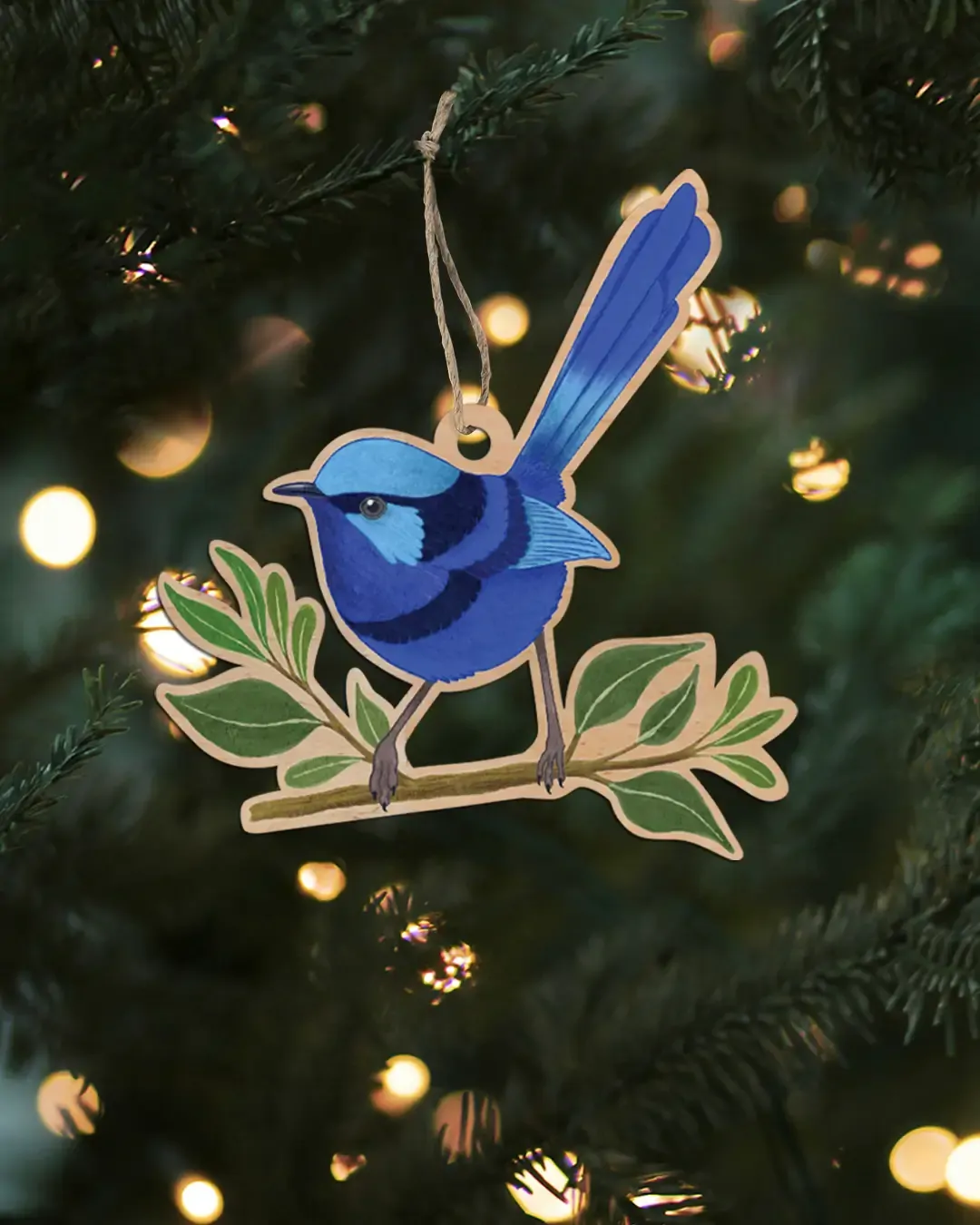 Earth Greetings Australia's Wildlife Wooden Decoration, Splendid Fairy Wren - Image 2