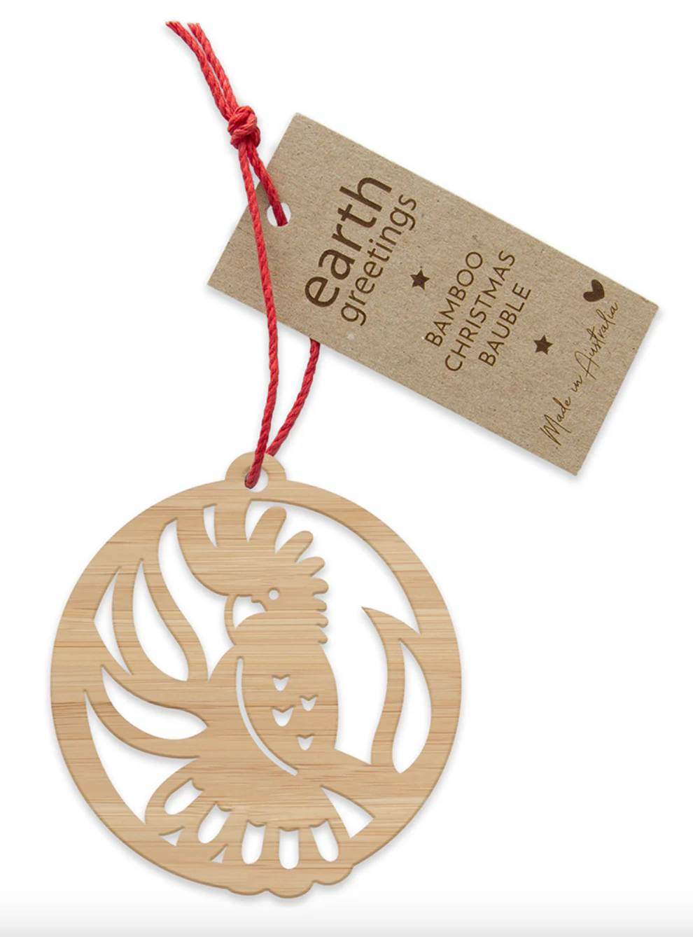 Earth Greetings Bamboo Bauble Black Cockatoo, Australian Made