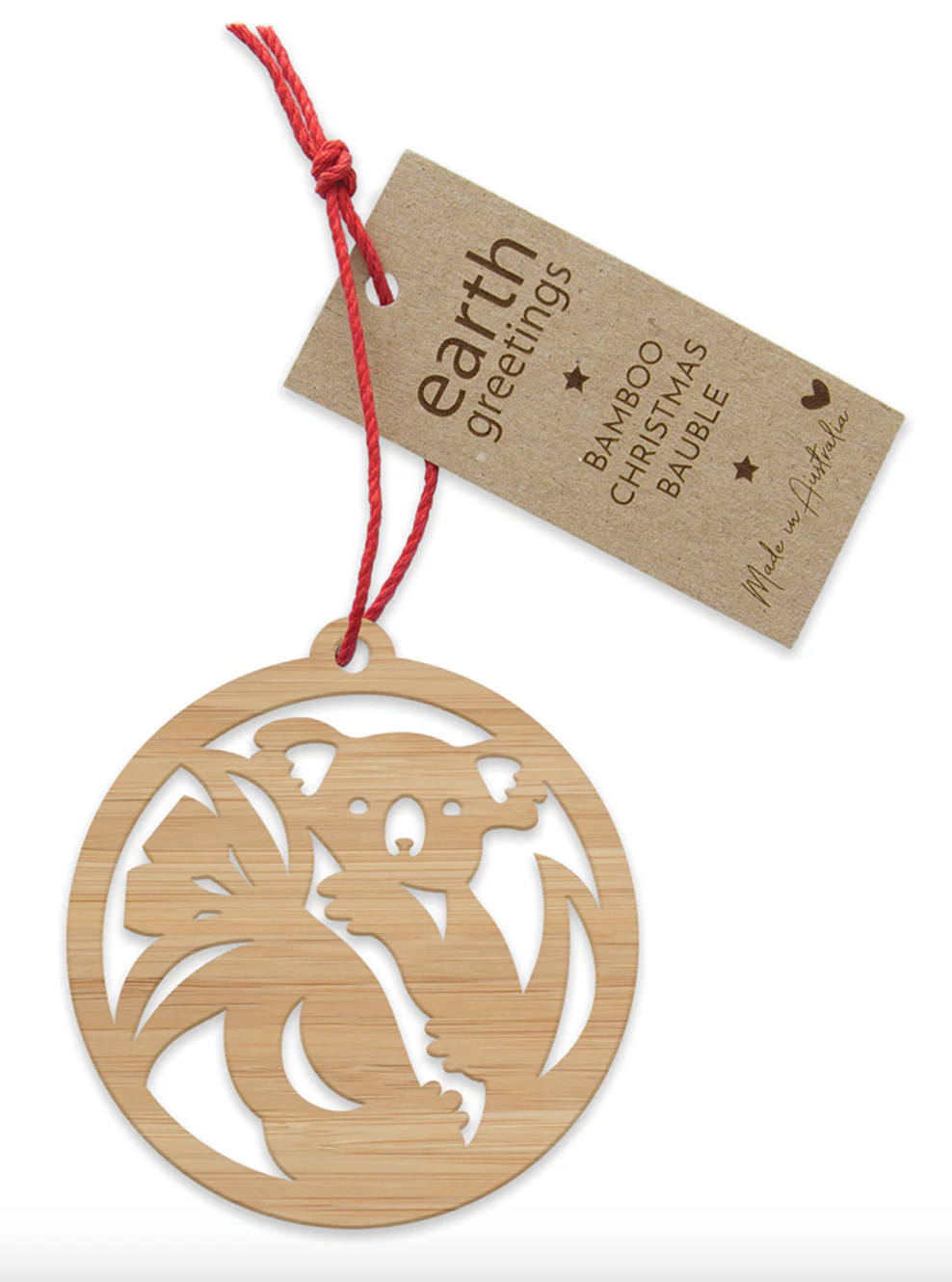 Earth Greetings Bamboo Bauble Koala Cuddle, Australian Made