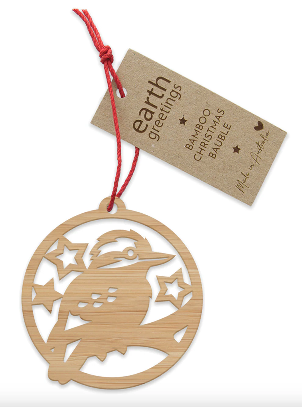 Earth Greetings Bamboo Bauble Laughing Kookaburra, Australian Made