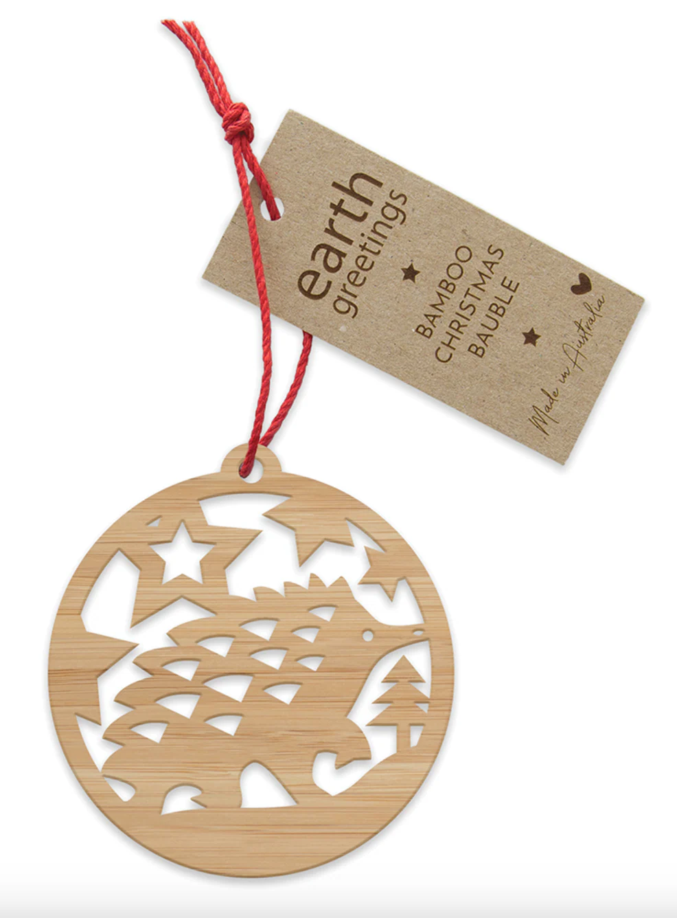 Earth Greetings Bamboo Bauble Starry Echidna, Australian Made