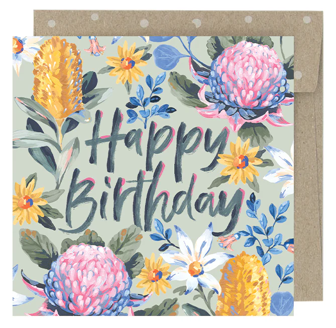 Earth Greetings Birthday Bushwalk Australian Mini Card, Jayne Branchflower Collection