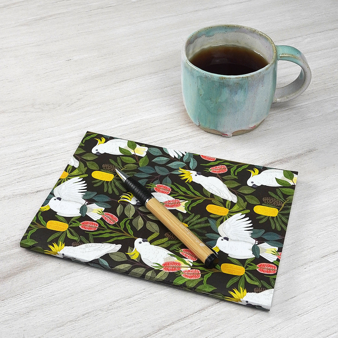 Earth Greetings Blank Notebook 64 Pages, Aussie Squawkers Design From The Negin Maddock Collection