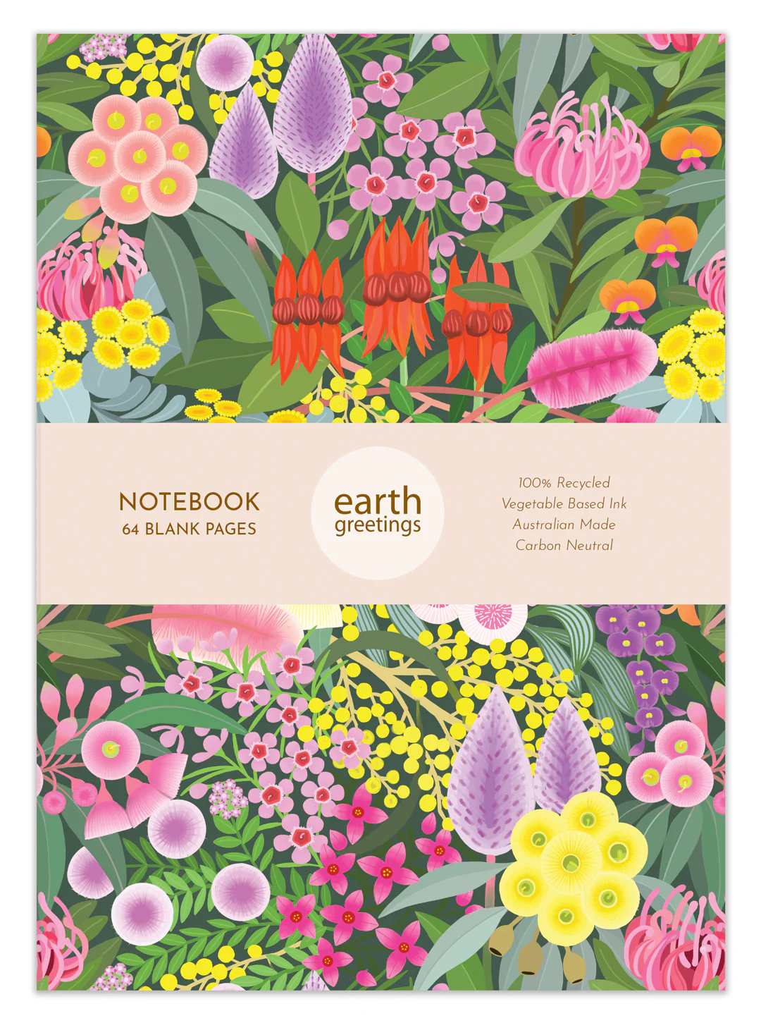 Earth Greetings Blank Notebook 64 Pages, Native Gems Design From The Claire Ishino Collection