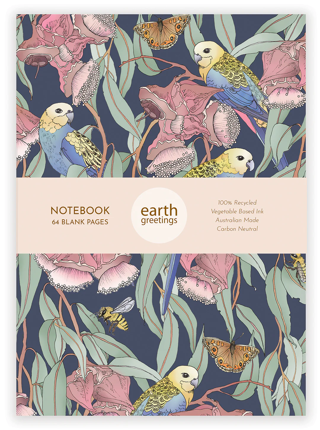 Earth Greetings Blank Notebook 64 Pages, Rosellas Amongst The Mallee Design From The Victoria McGrane Collection - Image 3