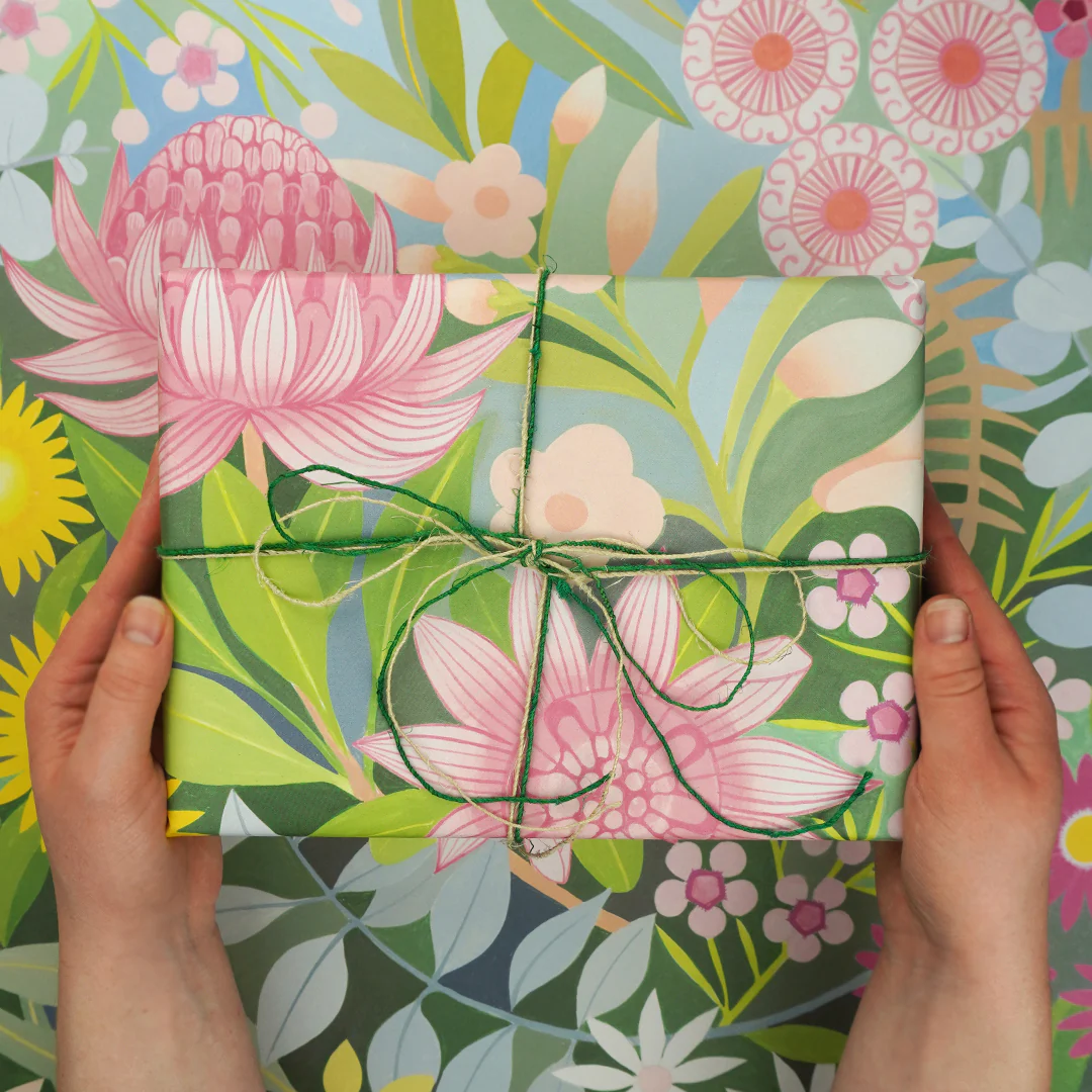 Earth Greetings Bush Bouquet Australian Folded Wrapping Paper, Claire Ishino Collection - Image 2