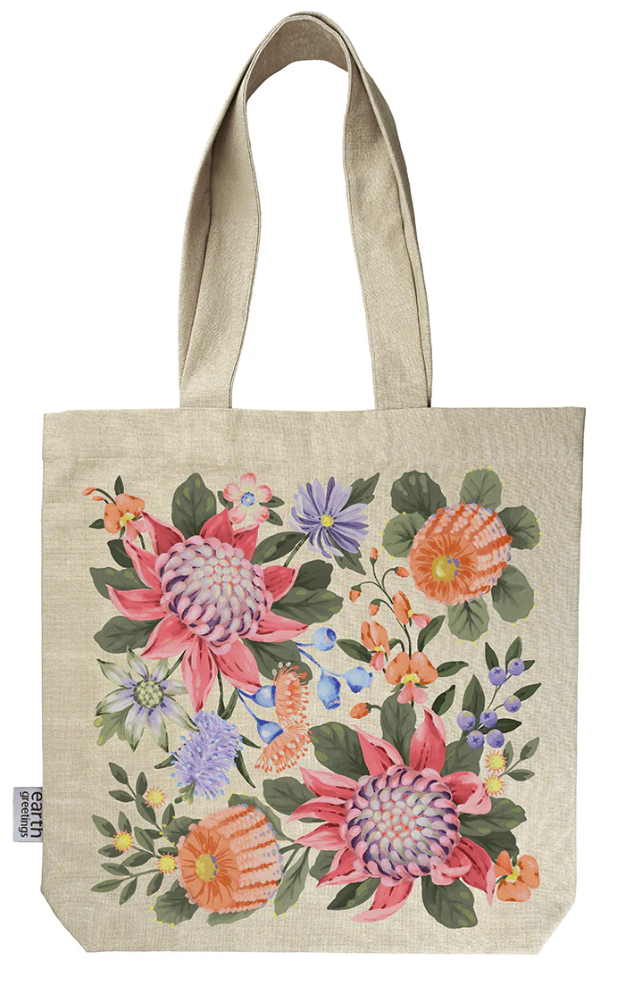 Earth Greetings Certified Organic Tote Bag With A Pocket Abundance Design, Jane Branchflower Collection - Image 2