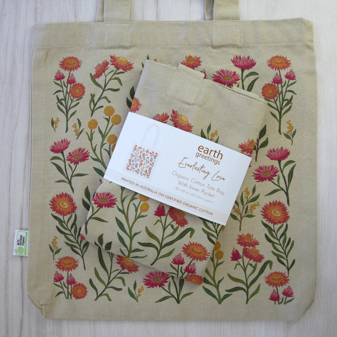 Earth Greetings Certified Organic Tote Bag With A Pocket Everlasting Love Design, Negin Maddock Collection - Image 4