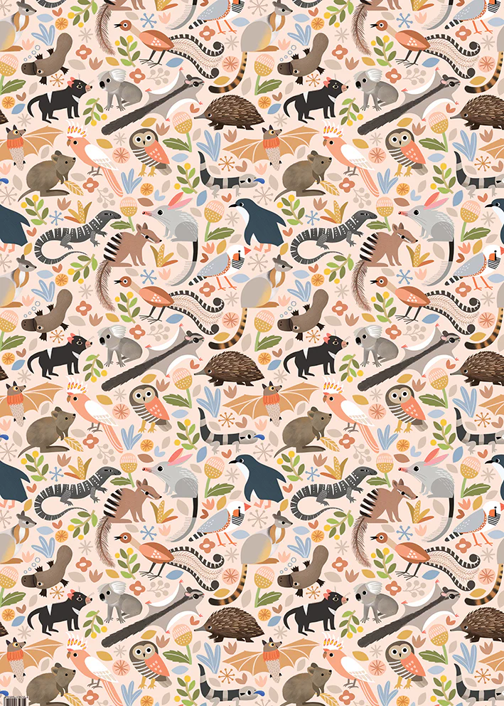 Earth Greetings Everyone's Invited Australian Folded Wrapping Paper, Sarah Allen Collection