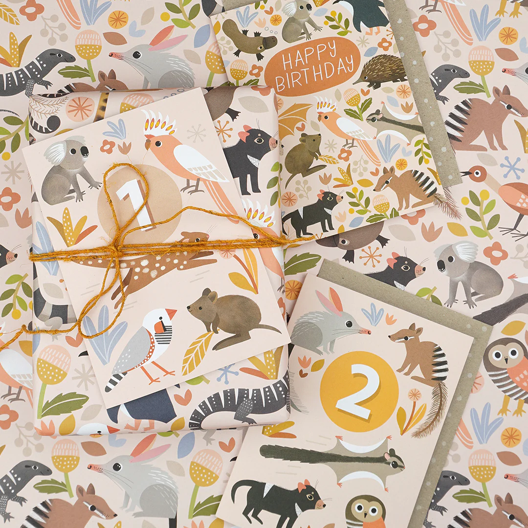 Earth Greetings Everyone's Invited Australian Folded Wrapping Paper, Sarah Allen Collection - Image 2