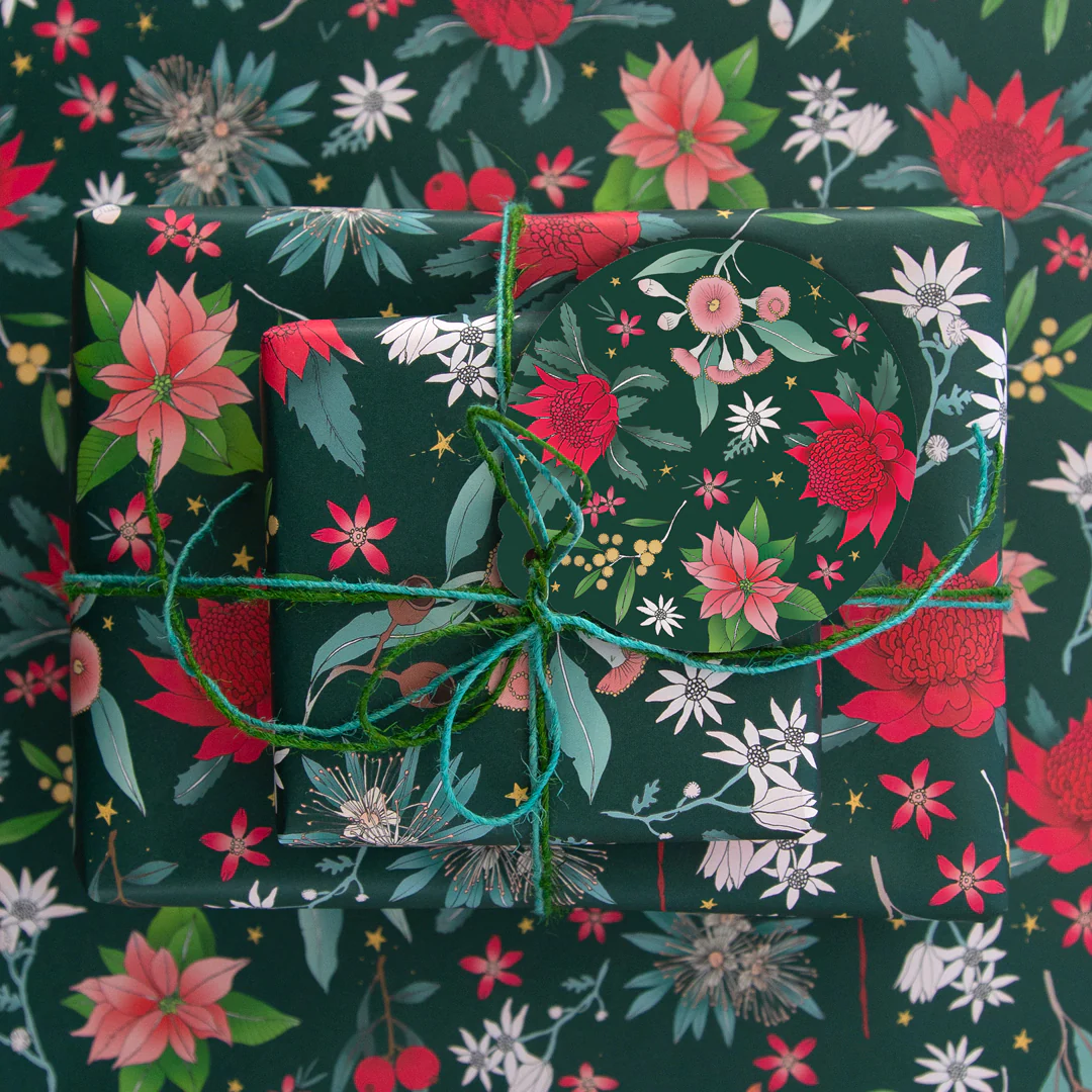 Earth Greetings Festive Floral Christmas Folded Wrapping Paper, Victoria McGrane Collection - Image 2