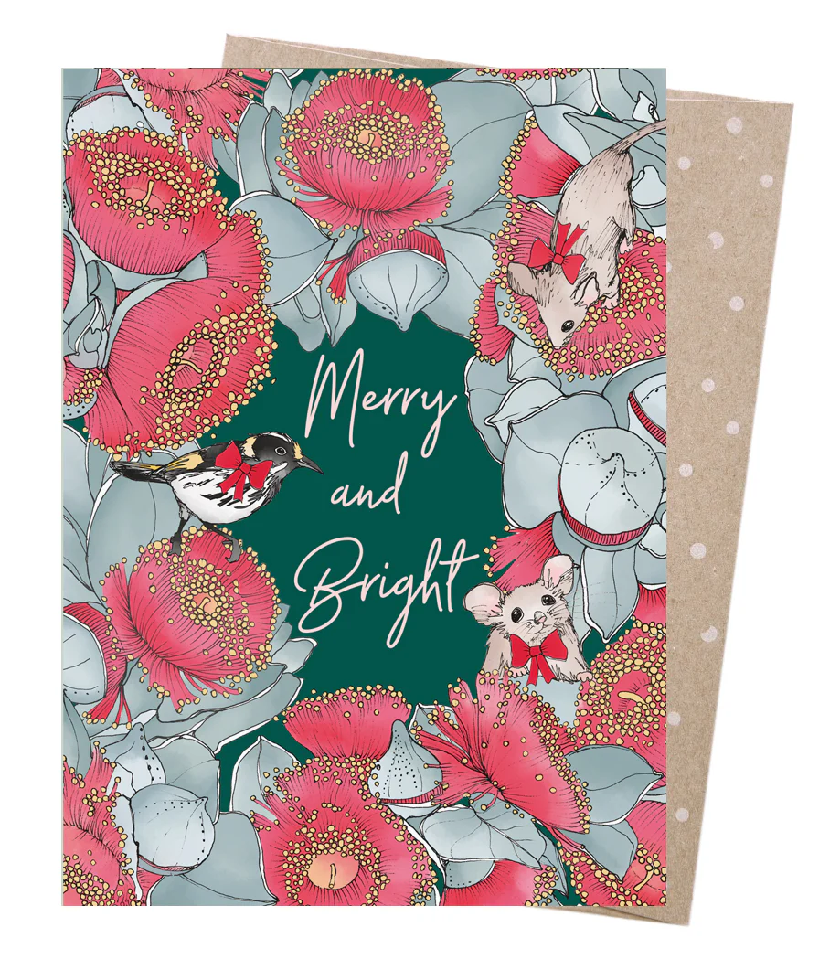 Earth Greetings Merry Mottlecah Card, Victoria McGrane Collection (Includes One Card & One Kraft Envelope)