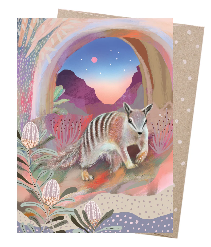 Earth Greetings Numbat's Nocturne Card, Amber Somerset Collection (Includes One Card & One Kraft Envelope)