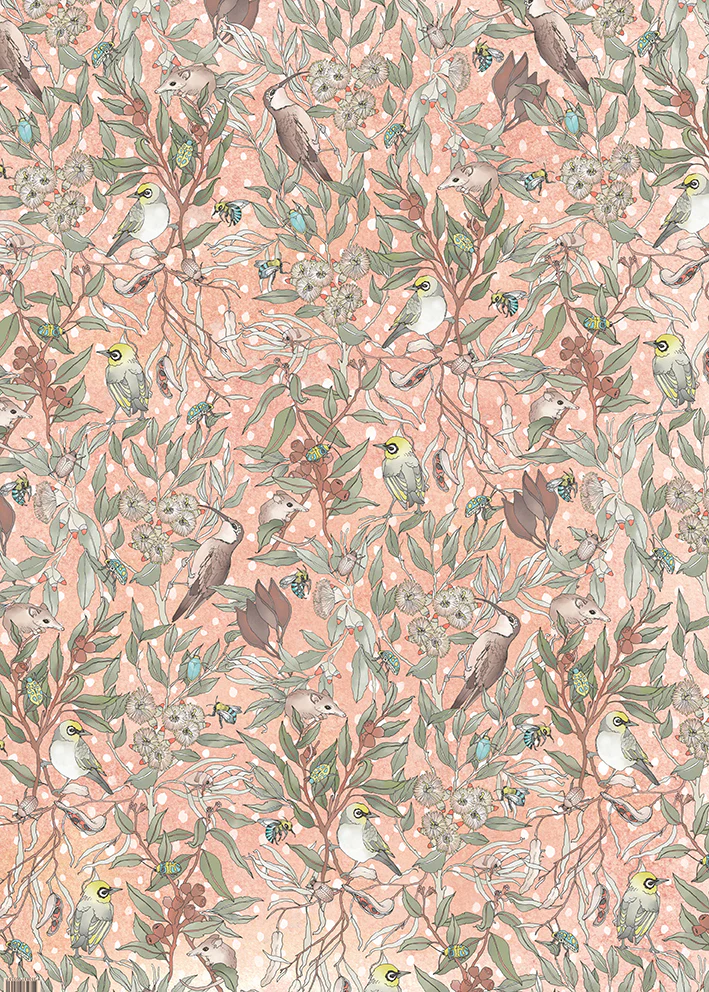 Earth Greetings Pollinators Australian Folded Wrapping Paper, Victoria McGrane Collection