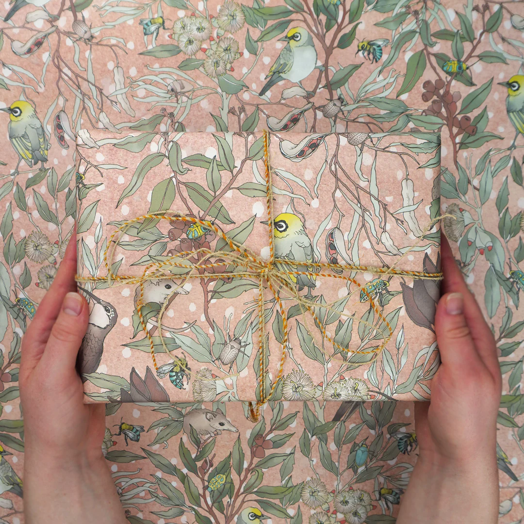 Earth Greetings Pollinators Australian Folded Wrapping Paper, Victoria McGrane Collection - Image 2