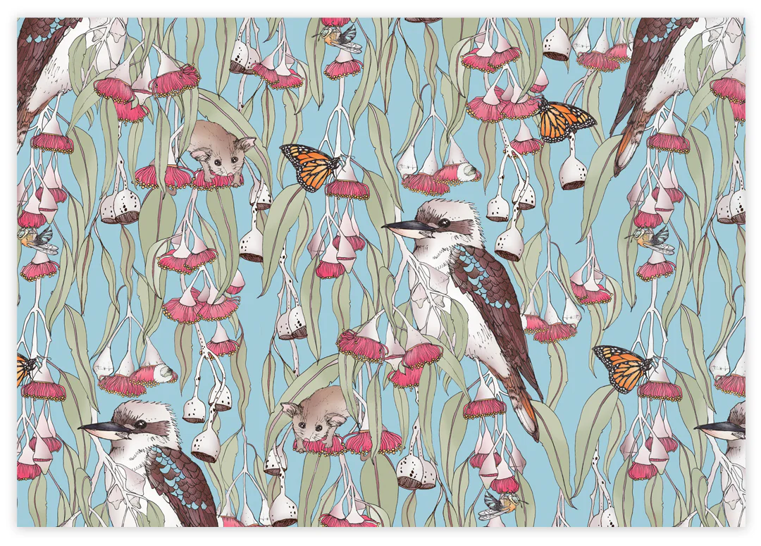 Earth Greetings Silver Princess Kookaburra Australian Folded Wrapping Paper, Victoria McGrane Collection - Image 2