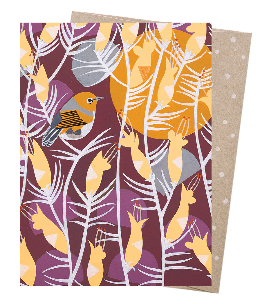 Earth Greetings Silvereye & Eremophila Card, Helen Ansell Collection (Includes One Card & One Kraft Envelope)