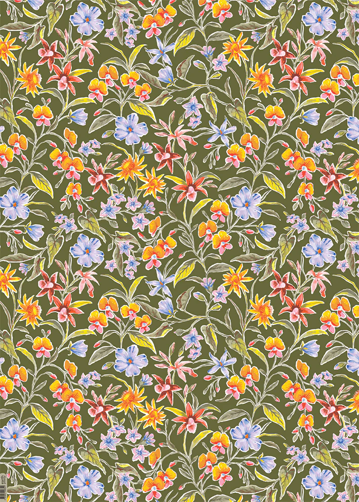 Earth Greetings Wildflower Wander Australian Folded Wrapping Paper, Jayne Branchflower Collection