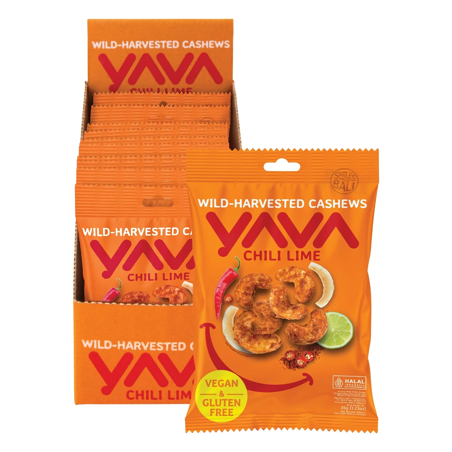 Yava Wild Harvested Chili Lime Flavoured Cashews 35g single Or 10 X 35g Carton, With Zesty Kaffir Limes - Image 3