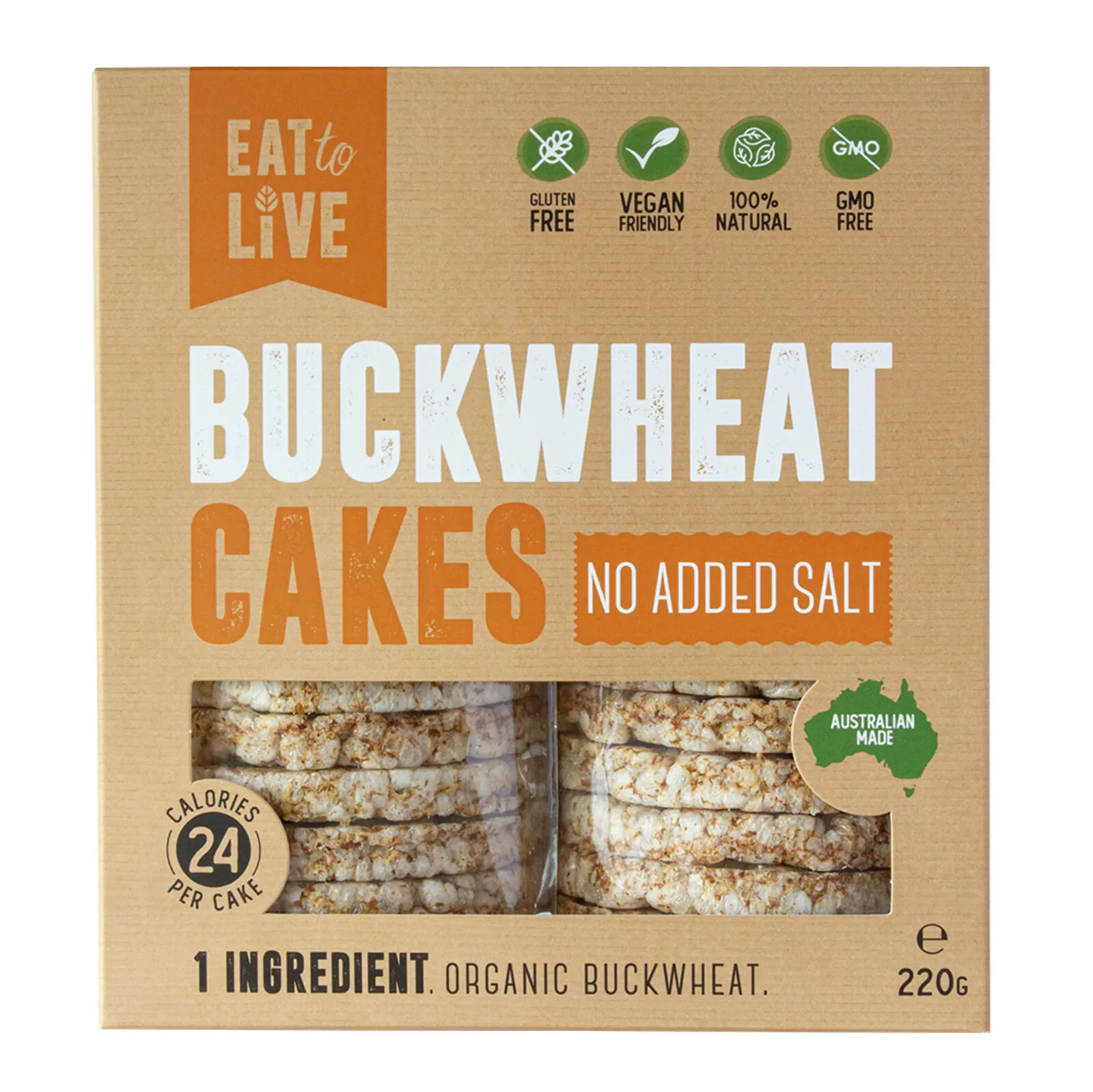 Eat To Live Buckwheat Cakes 220g, No Added Salt