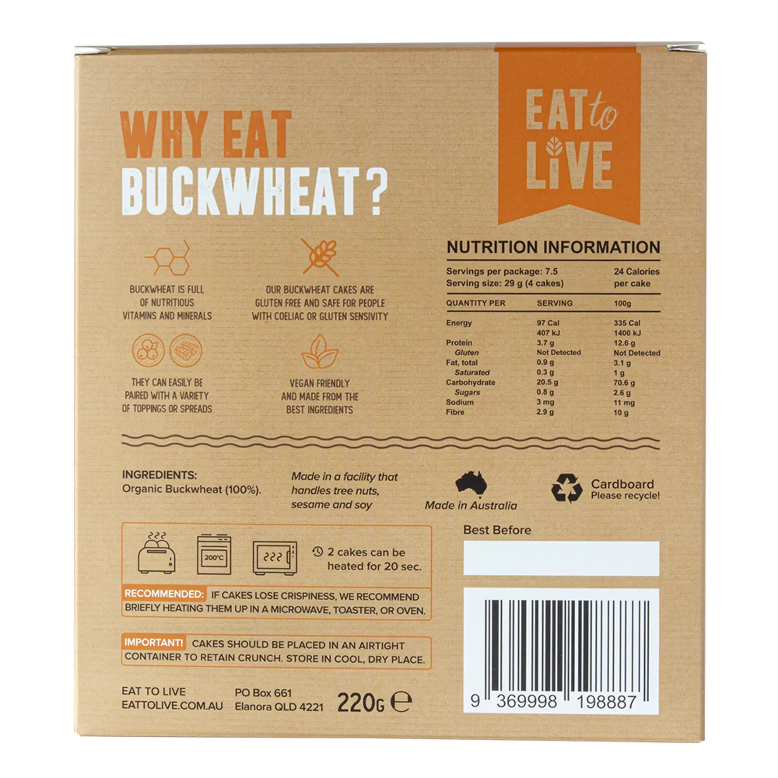 Eat To Live Buckwheat Cakes 220g, No Added Salt - Image 2