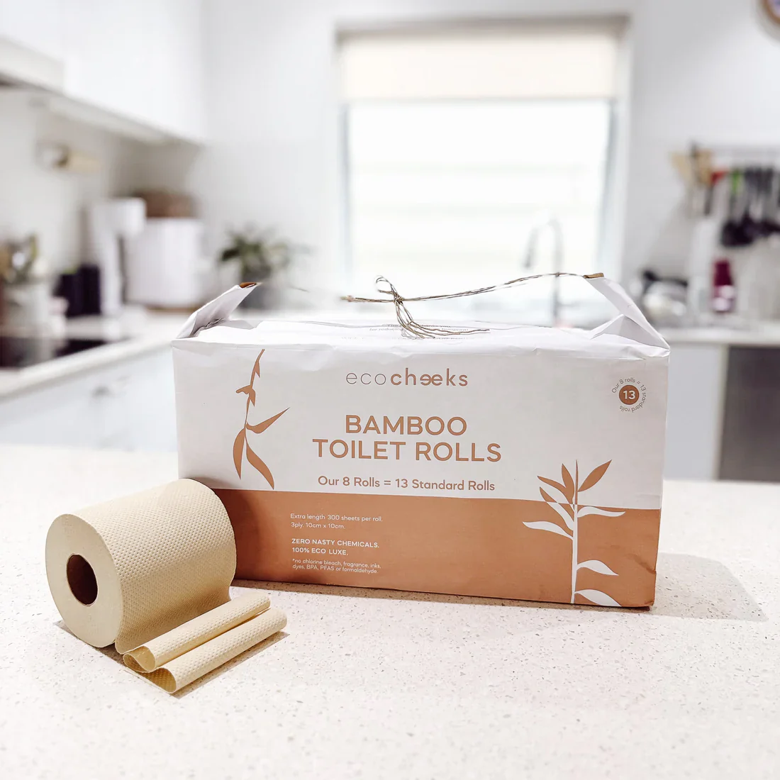 Eco Cheeks Bamboo Toilet Rolls 8 Pack Rolls, Our 8 Rolls= 13 Standard Rolls