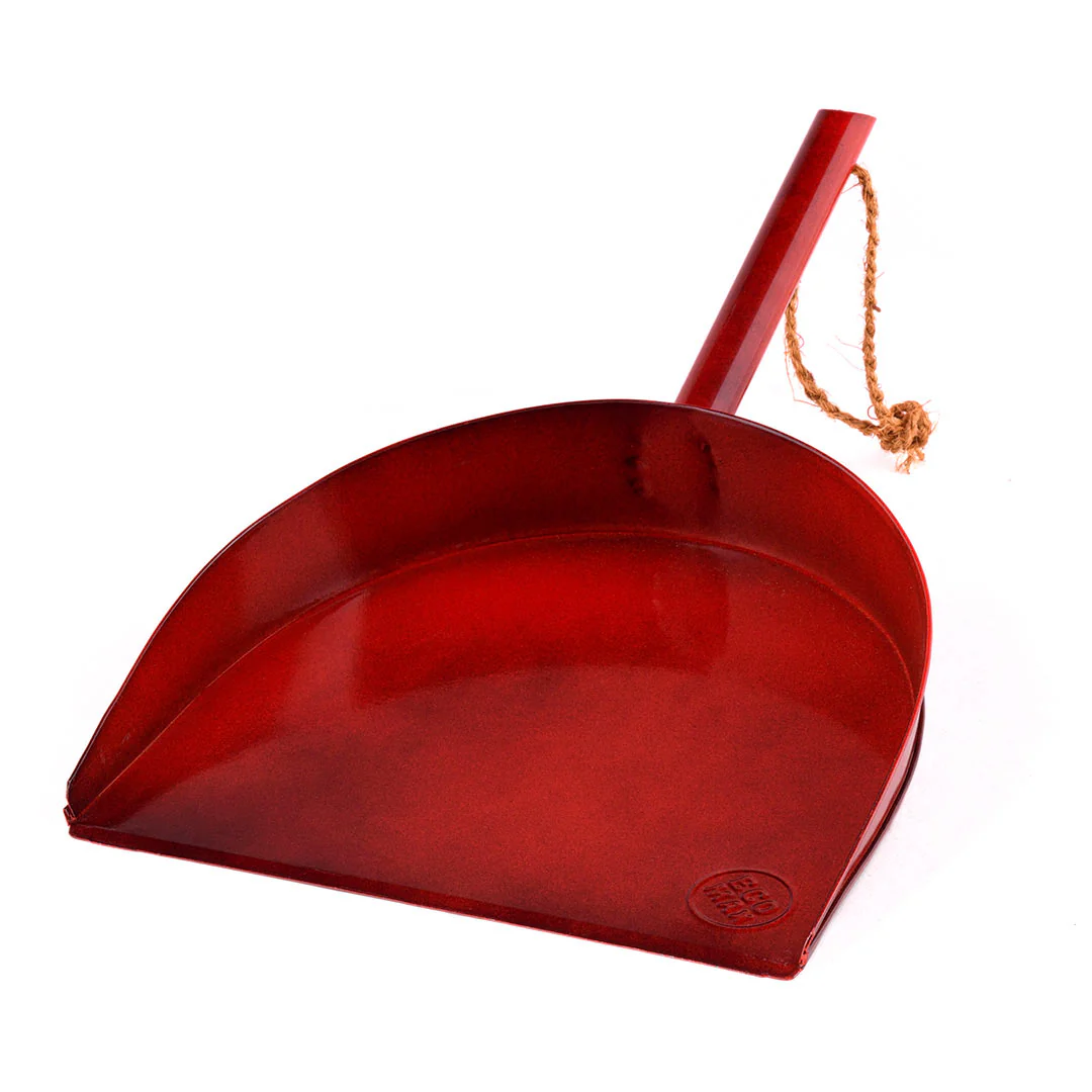 Eco Max Dustpan Red Galvanized Iron, 100% Natural & Plastic Free (Brush Not Included) - Image 2