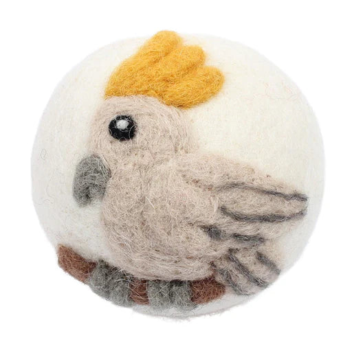 Eco Max Hand Felted Wool Dryer Ball, Cockatoo Design; Reduces Drying Time By 25%