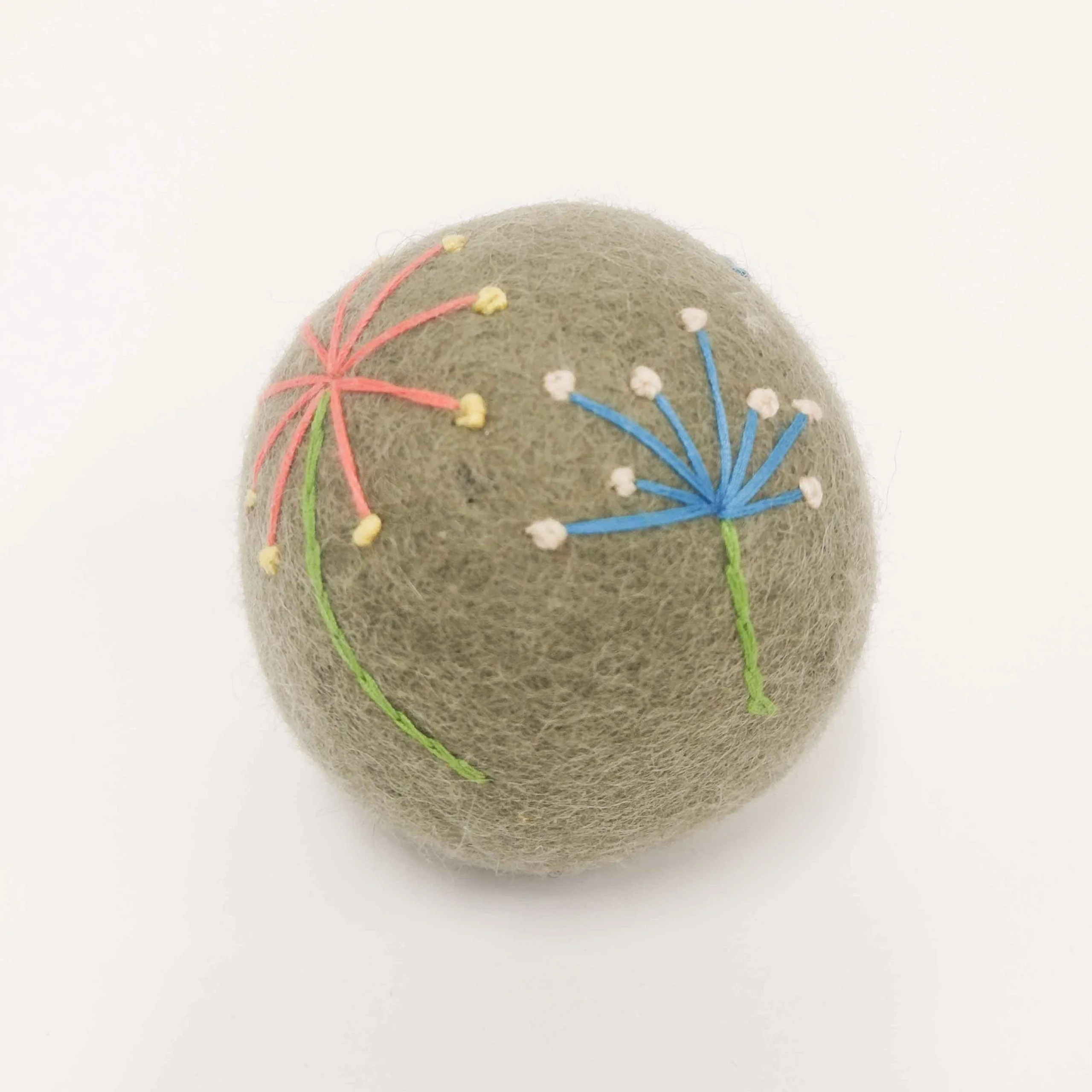 Eco Max Hand Felted Wool Dryer Ball, Grey Flowers Design; Reduces Drying Time BY 25%