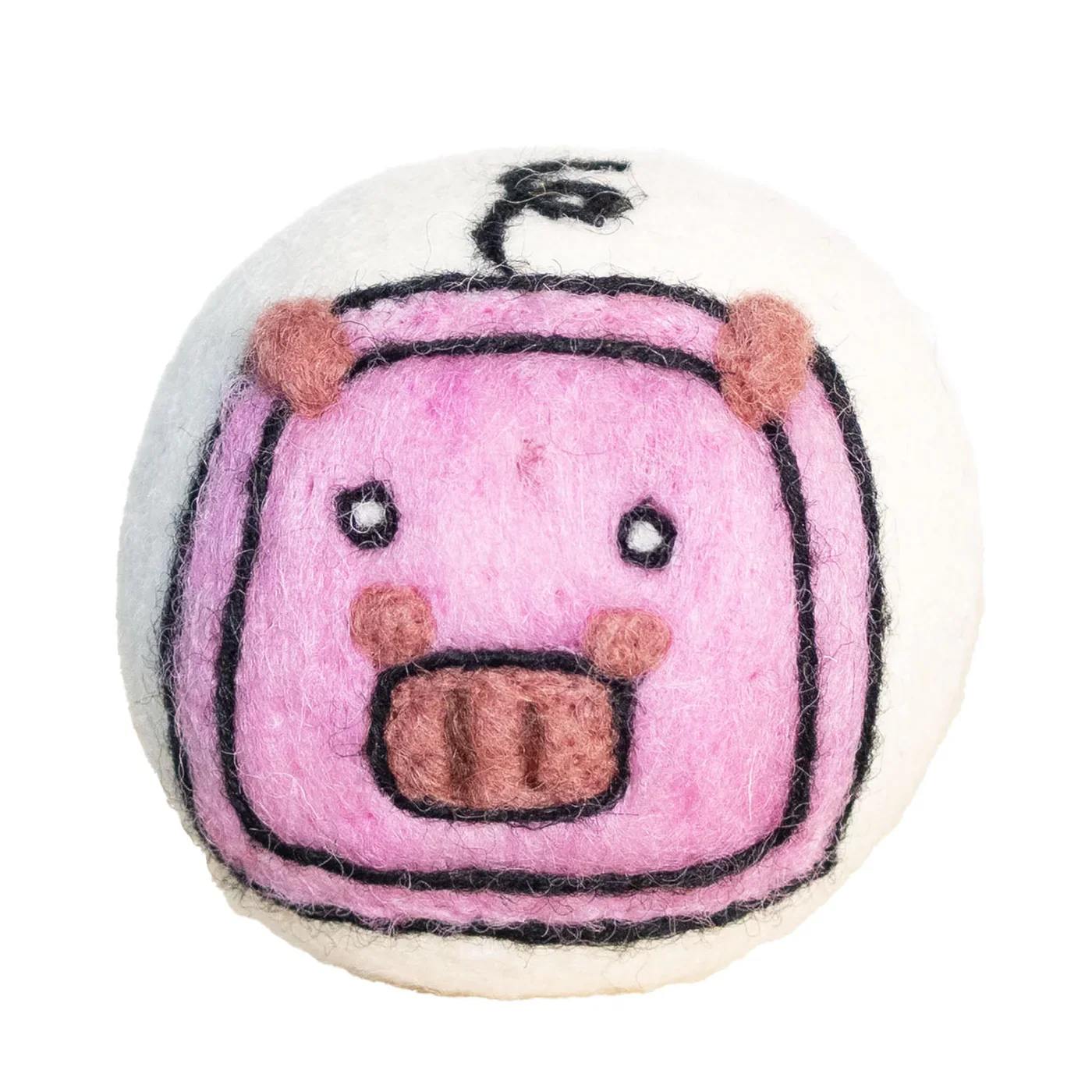 Eco Max Hand Felted Wool Dryer Ball, Pig Design; Reduces Drying Time By 25%